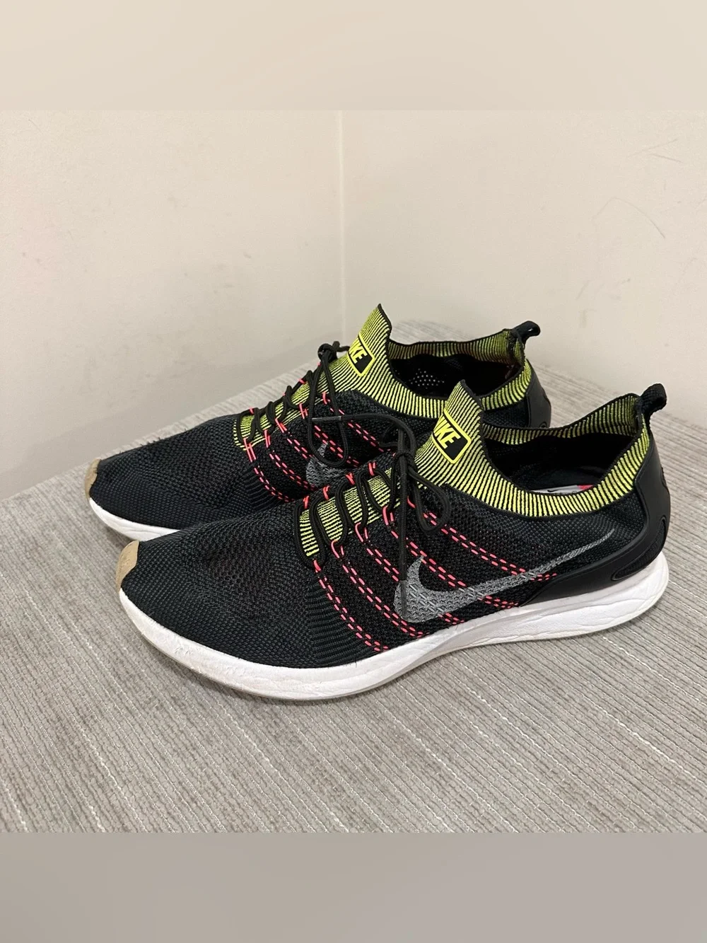 Nike Air Zoom Mariah Flyknit Racer Black Volt Grey 918264-016 Men's Size 15
